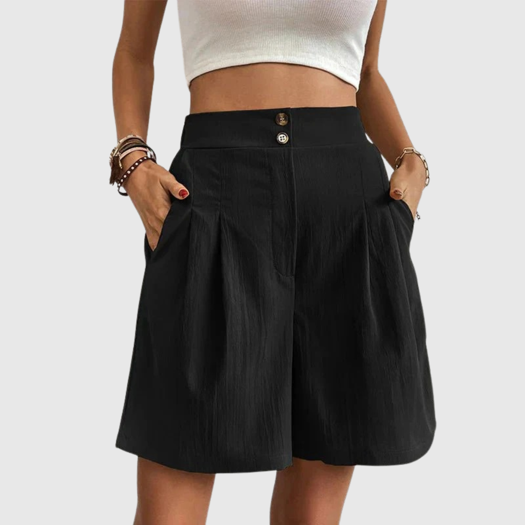 Women's Comfortable Elegant Shorts – Lightweight Relaxed Design in Black