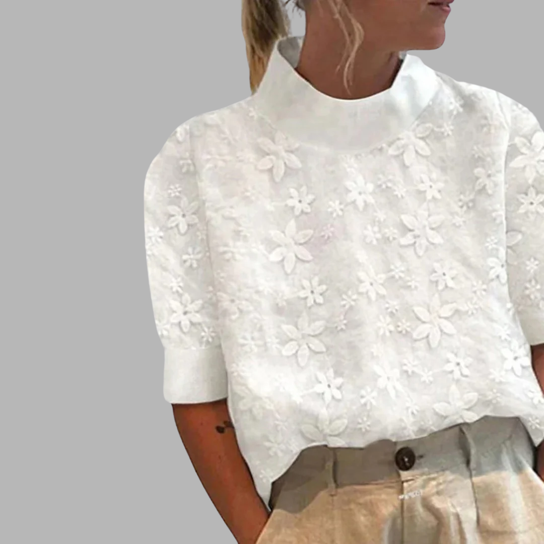Women's High Neck Embroidered Dress – Elegant Comfortable Style