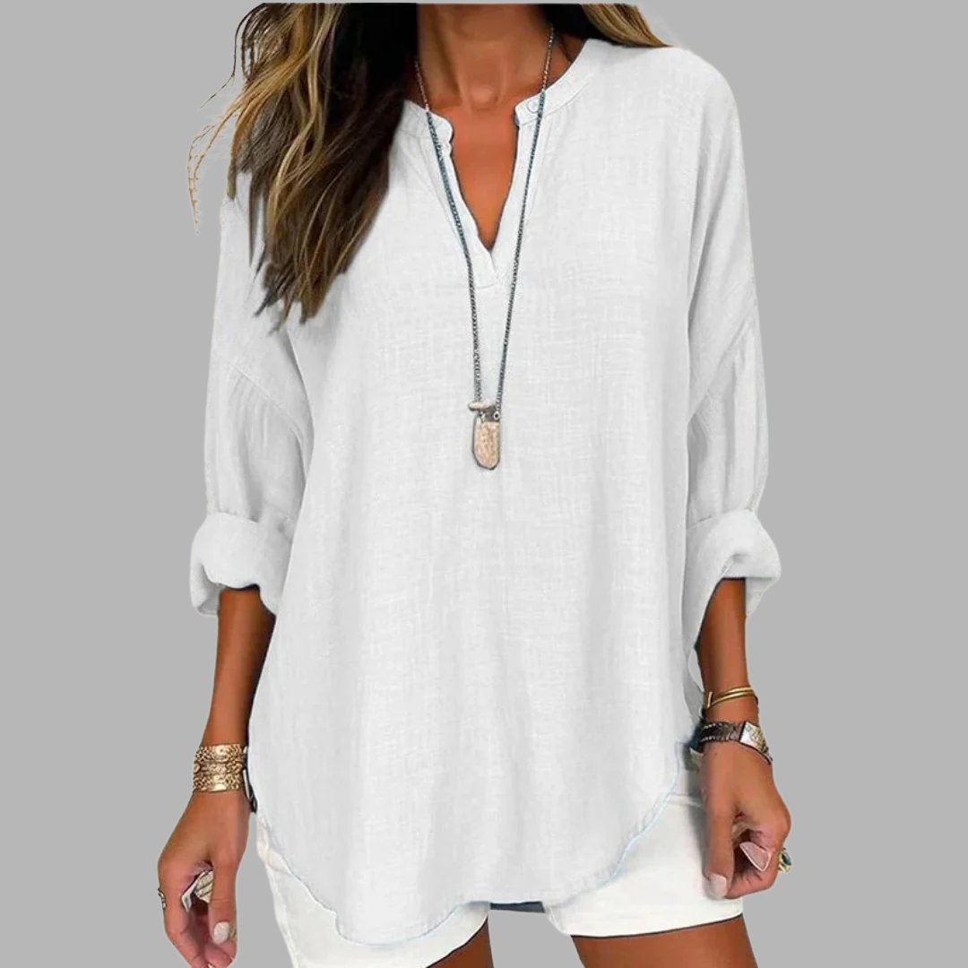 Women's Chic Elegant Blouse – Comfortable Occasion Design in White
