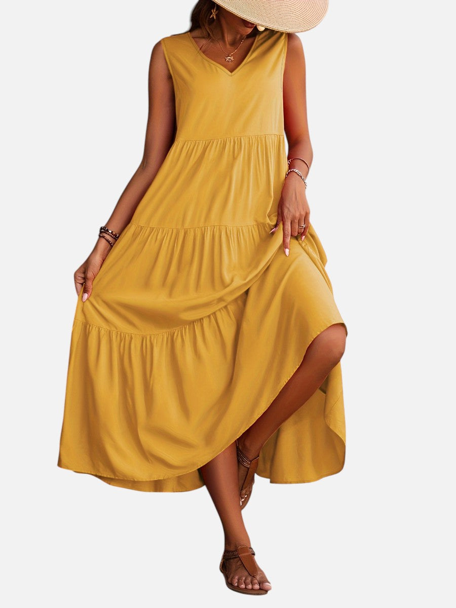Women’s V-Neck Tiered Maxi Dress – Effortless Summer Elegance