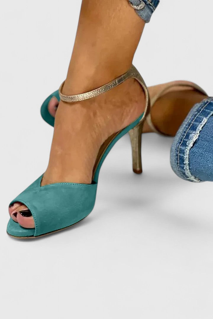 Women's Heeled Supportive Court Shoes – Breathable Non-Slip Finish in Blue