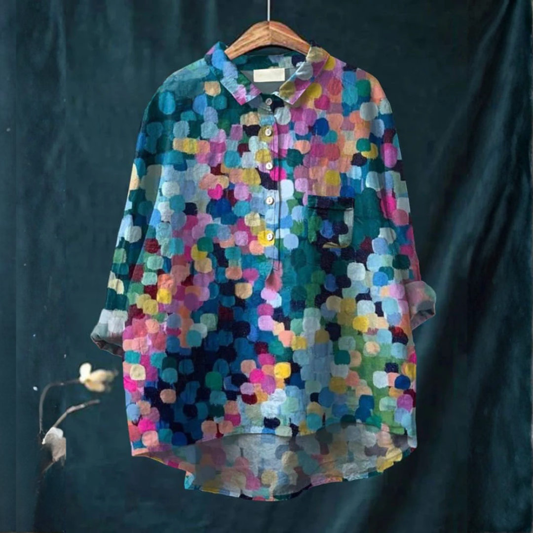 Women's Elegant Flowing Shirt – Print 12