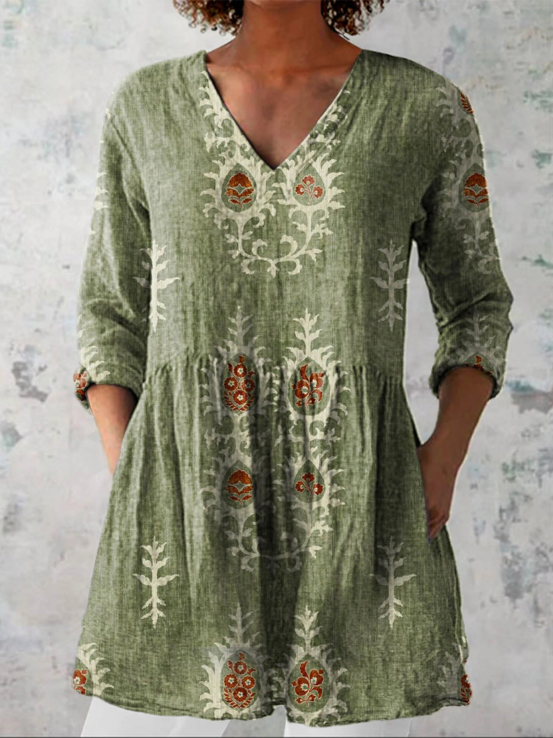 Women's Flowing Elegant Blouse – Lightweight Flexible Design in Green