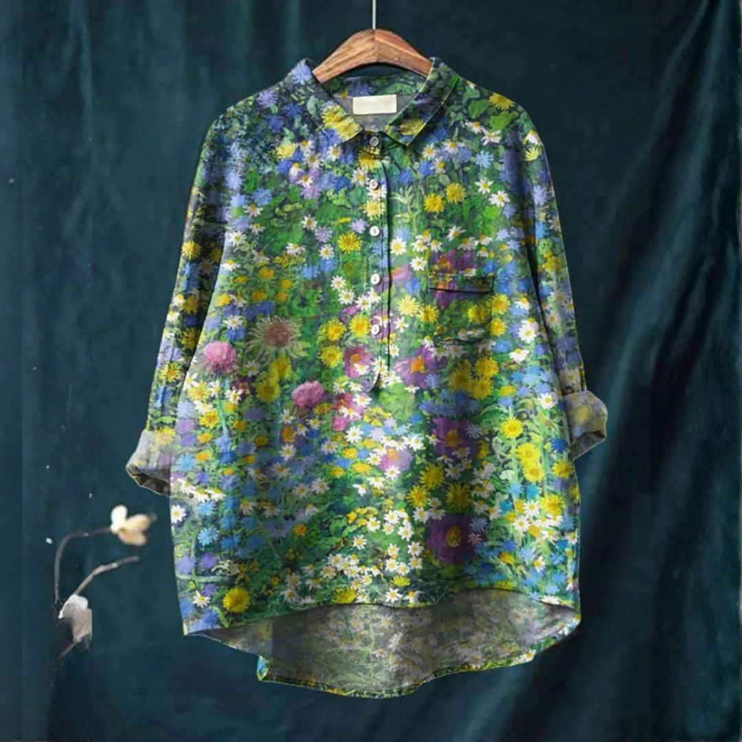 Women's Elegant Flowing Shirt – Lightweight Detail in Multicolour