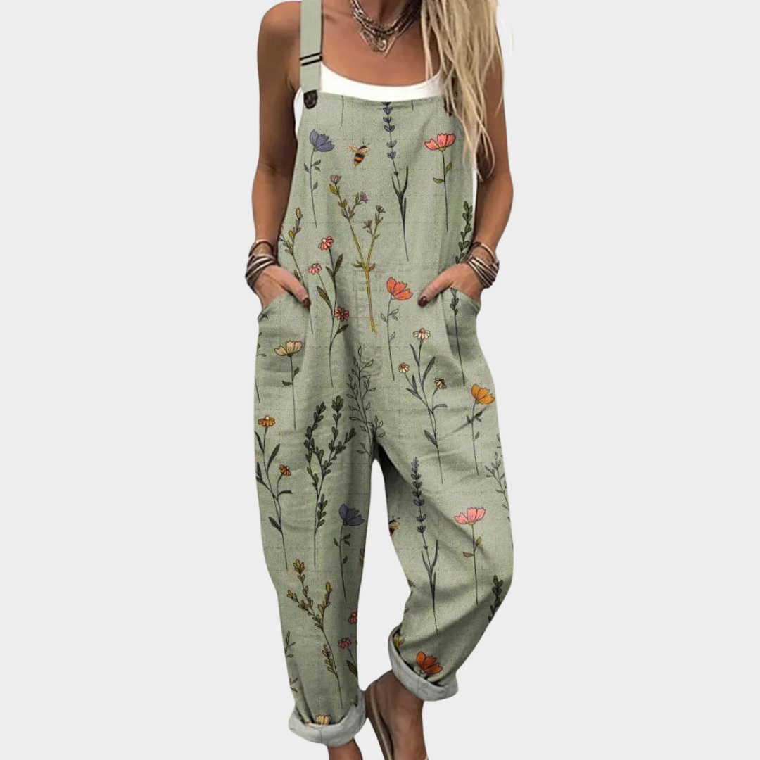 Women's Printed Comfortable Dungarees – Everyday Essential in Green