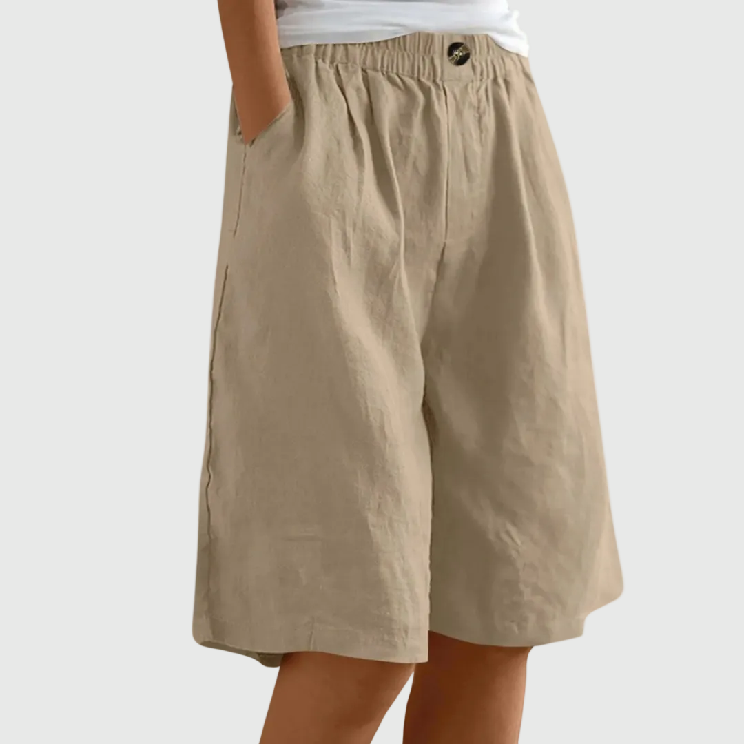 Women's Relaxed Flowing Shorts – Lightweight Breathable Design in Camel