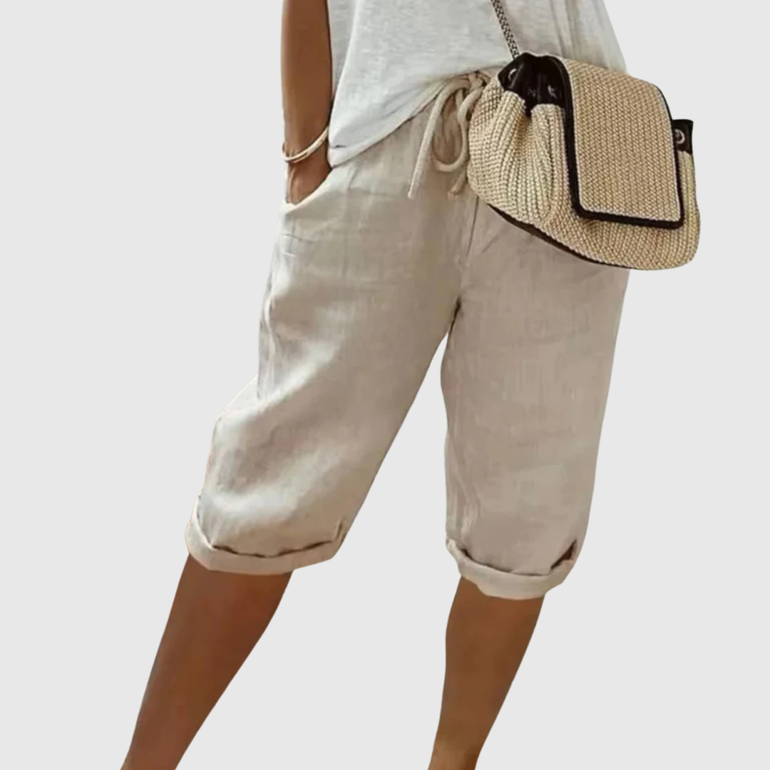 Women's Comfortable Elegant Shorts – Lightweight Relaxed Design in Khaki