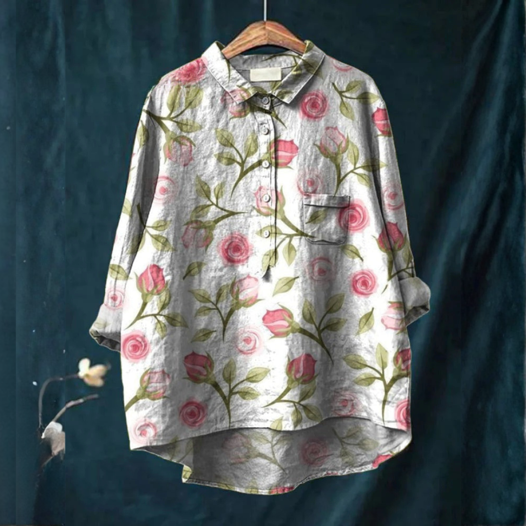 Women's Elegant Flowing Shirt – Print 69