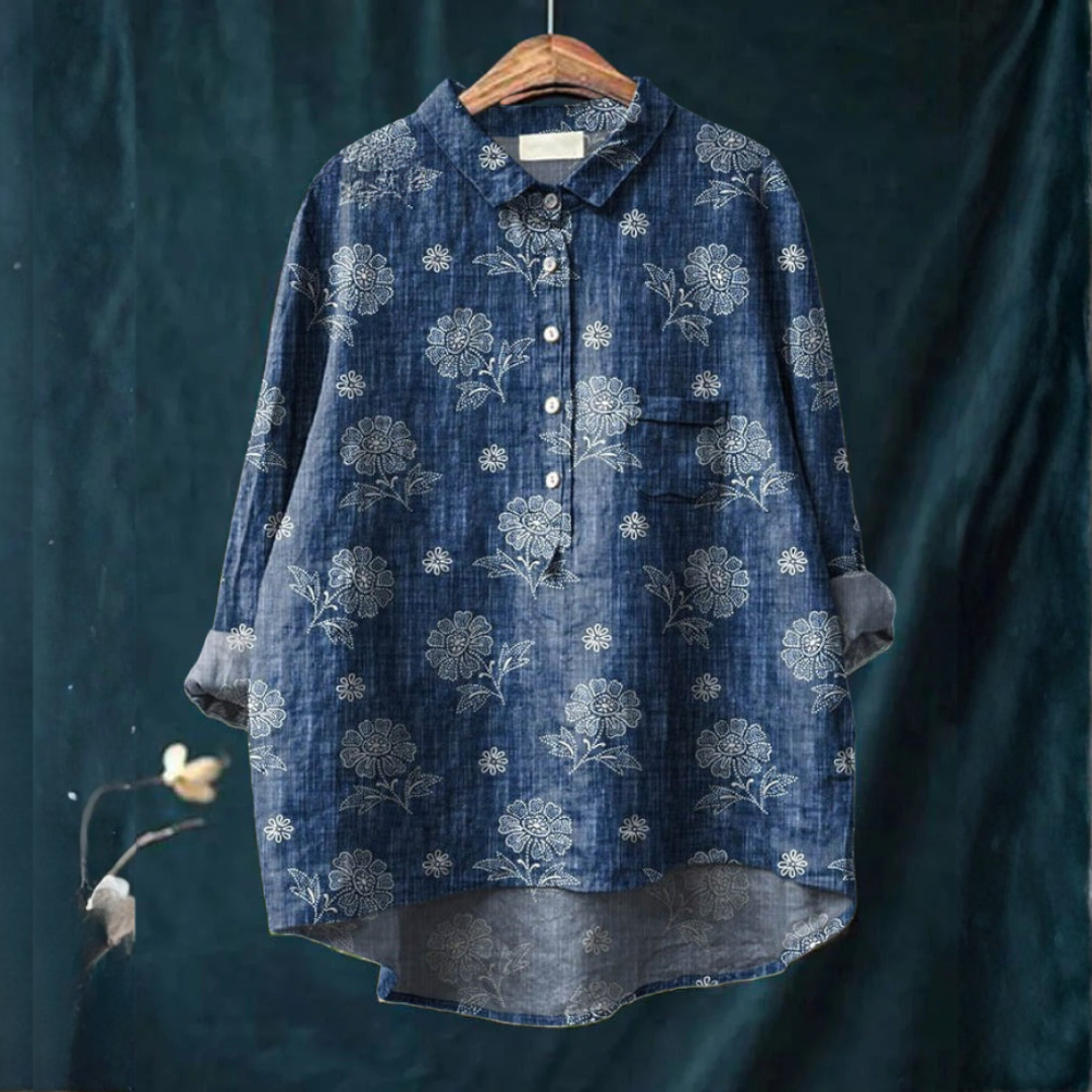 Women's Elegant Flowing Shirt – Quiet Statement in Multicolour