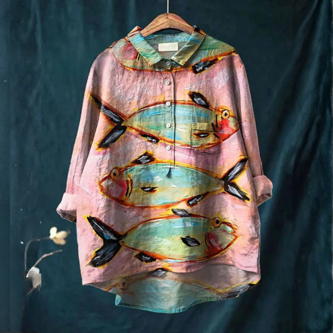 Women's Elegant Flowing Shirt – Print 40