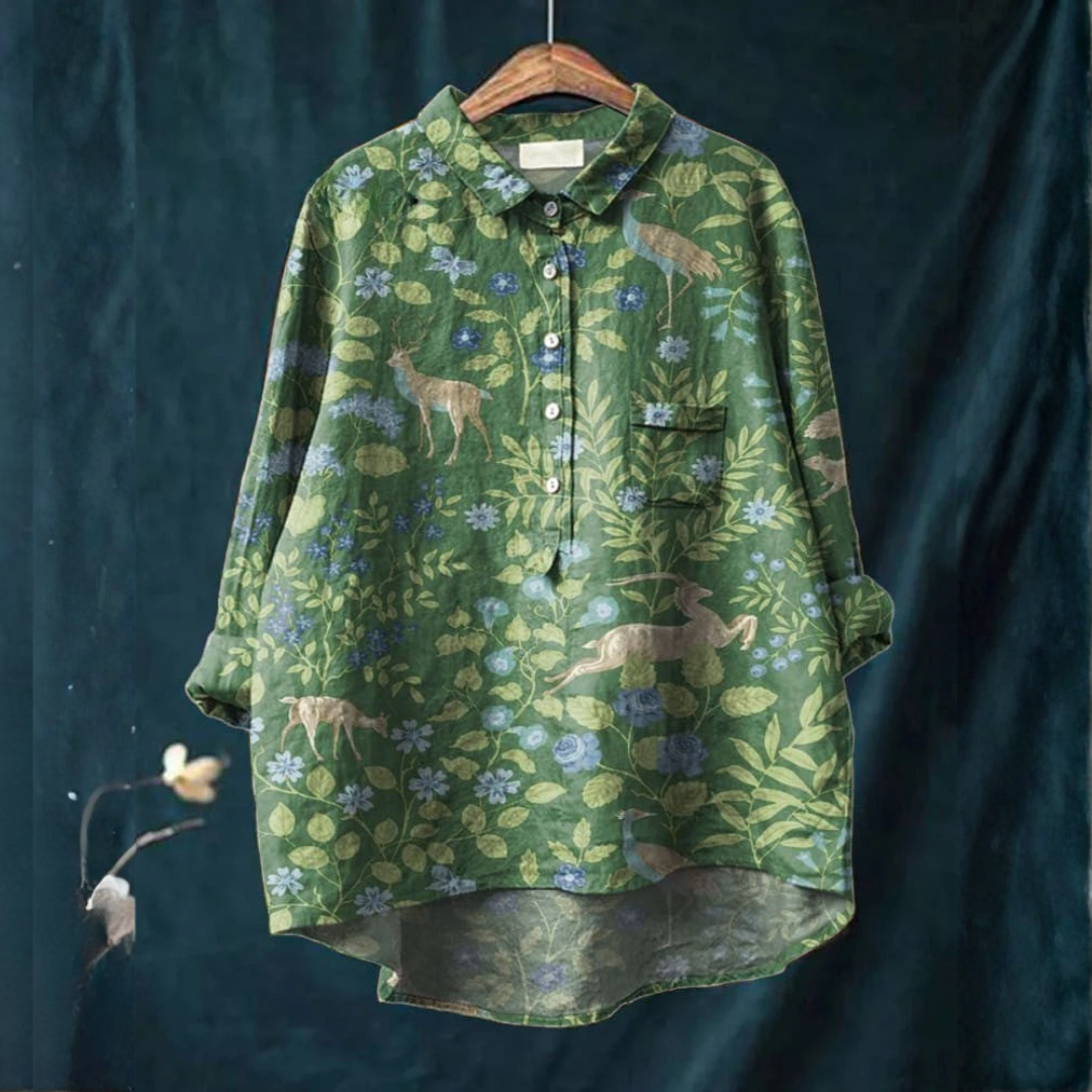 Women's Elegant Flowing Shirt – Modern Classic in Multicolour
