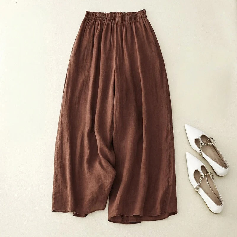 Women's Linen Spring Trousers – Elegant Printed Design