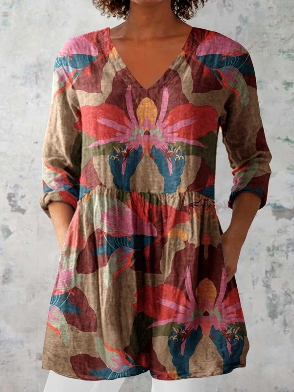 Women's Flowing Printed Blouse – Elegant Refined Design