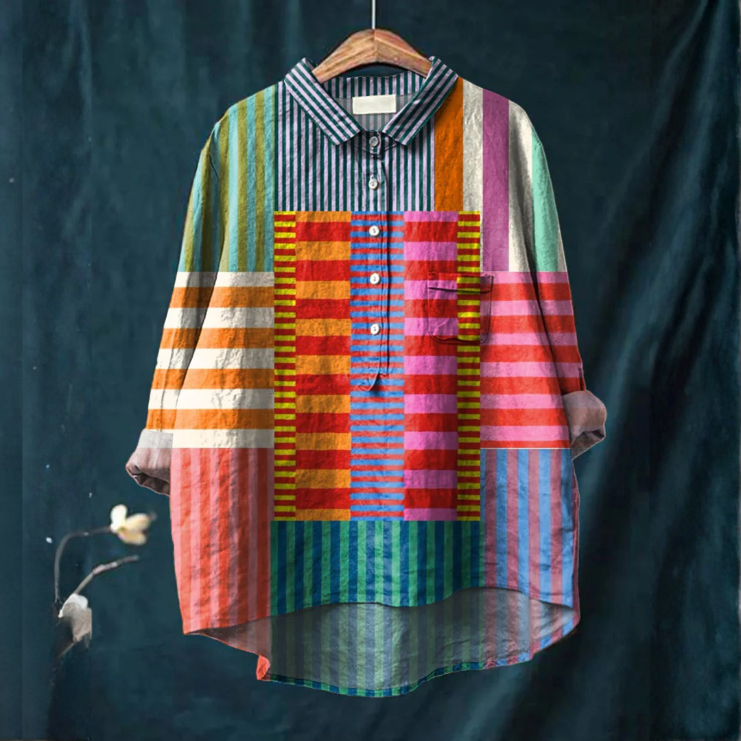 Women's Elegant Flowing Shirt – Print 31