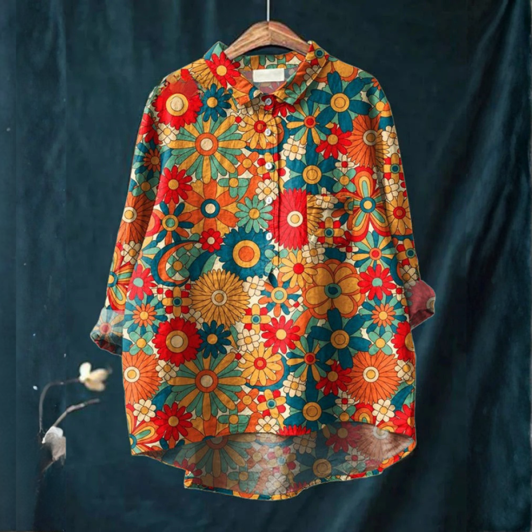 Women's Elegant Flowing Shirt – Comfortable Detail in Multicolour