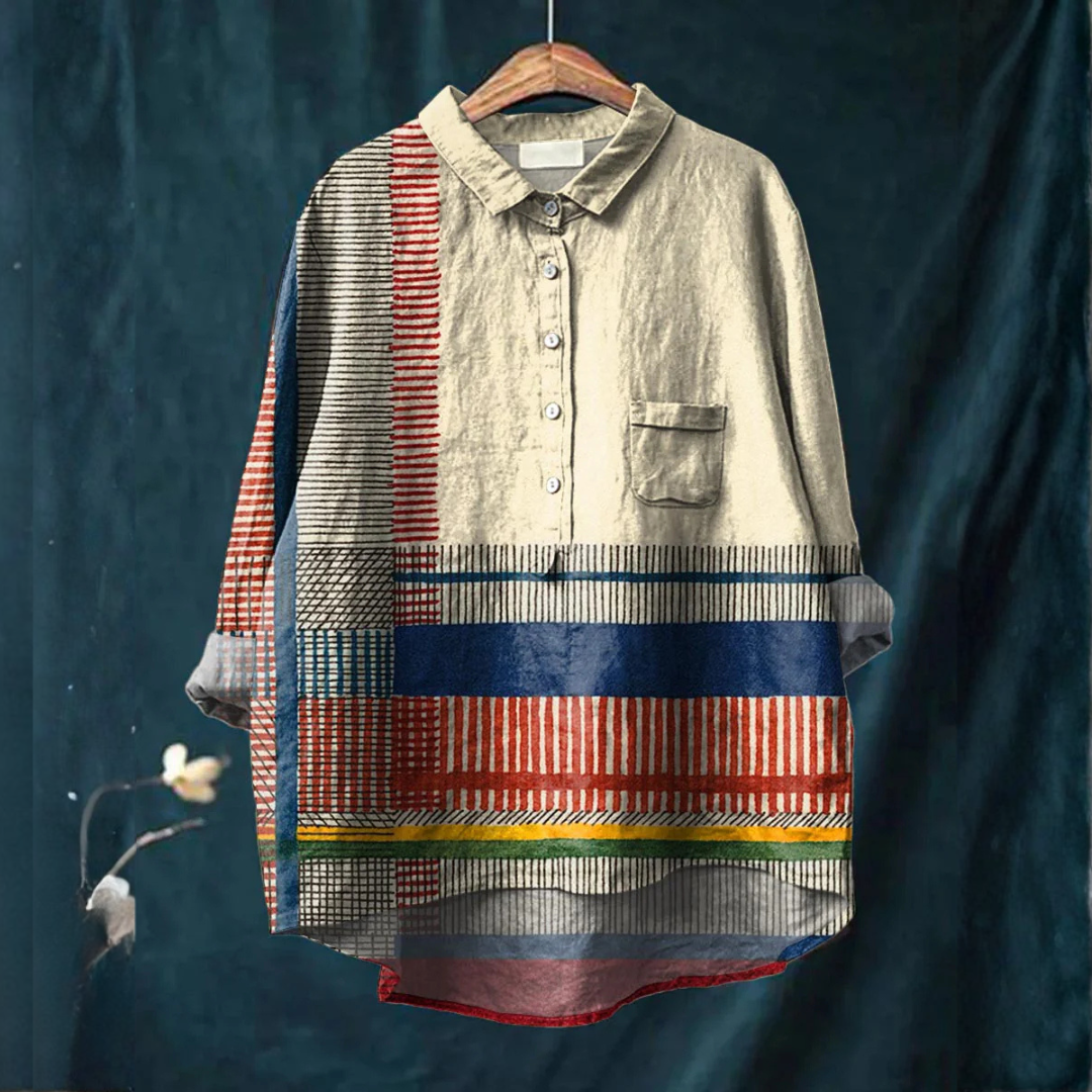 Women's Elegant Flowing Shirt – Print 55