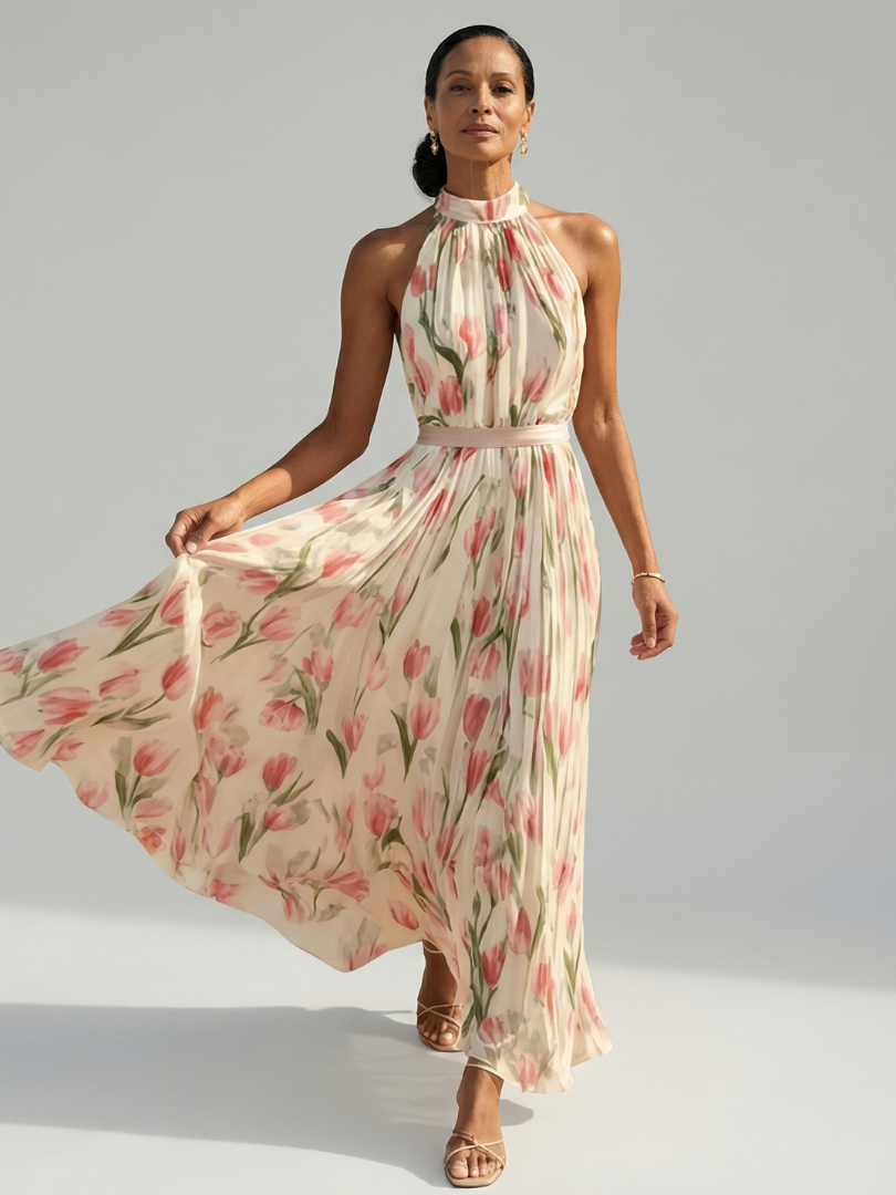 Women's Floral Elegant Midi Dress – Wardrobe Staple