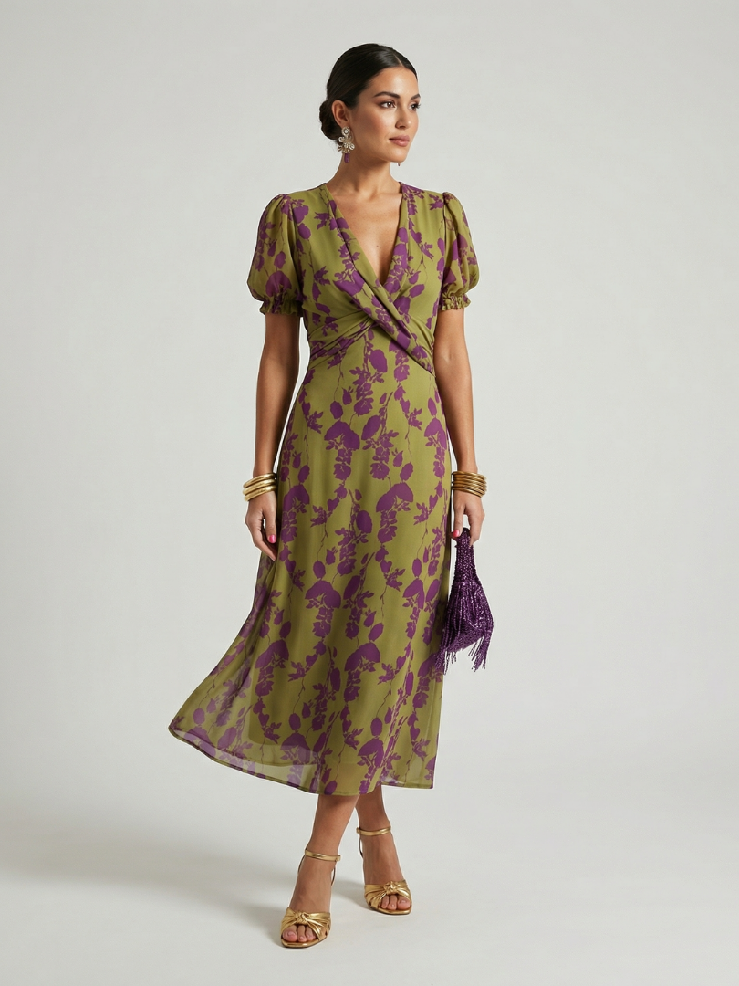 Women's Floral Elegant Midi Dress – Everyday Essential