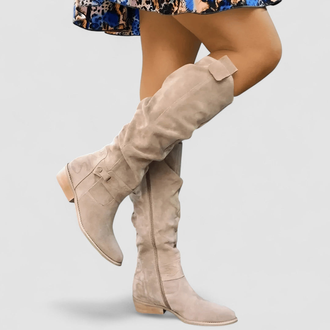 Women's Timeless Denim Boots – Elegant Heeled Finish