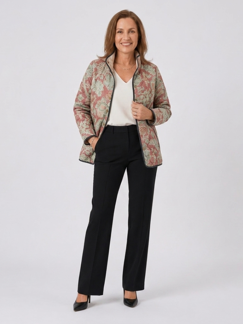 Women's Quilted High Neck Jacket – Terracotta