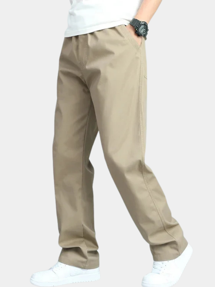 Men's Relaxed Cotton Trousers – Breathable Straight Leg Design