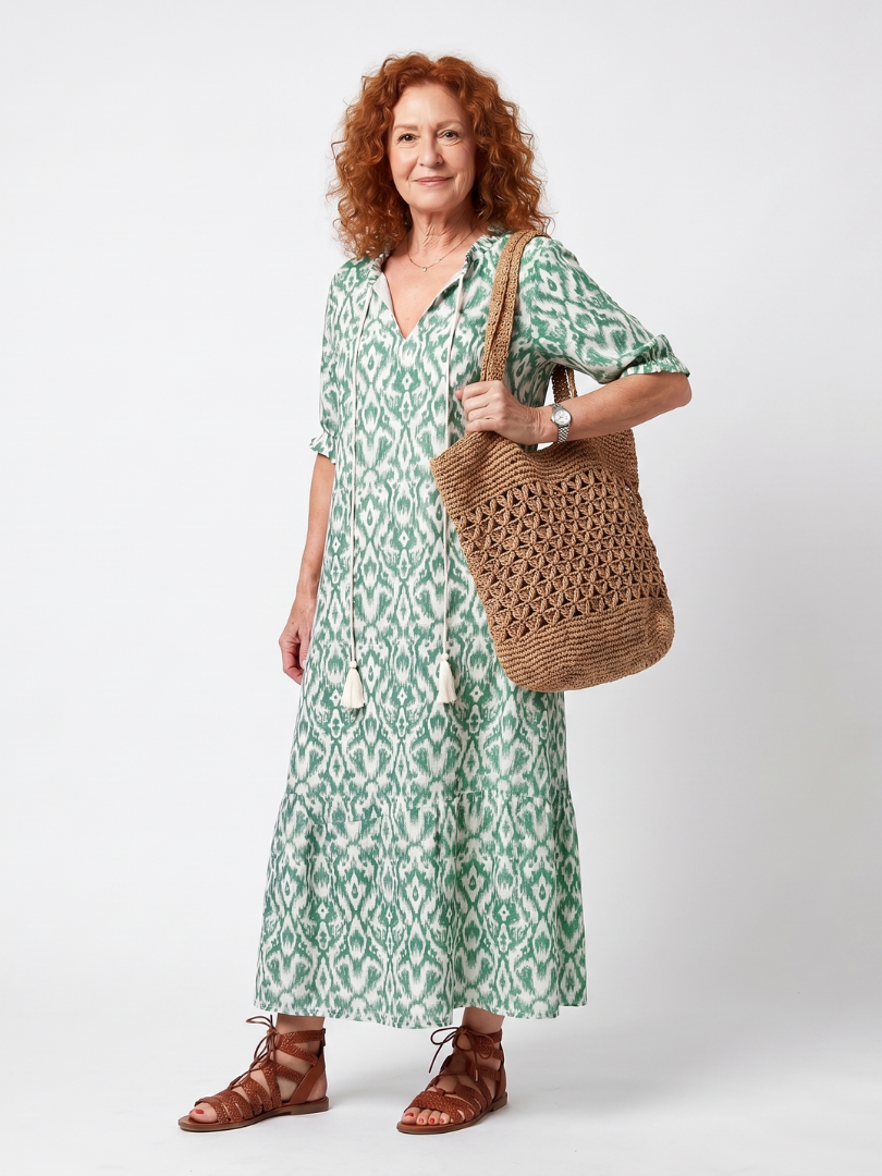 Women's Bohemian Summer Midi Dress – Flowing Relaxed Style