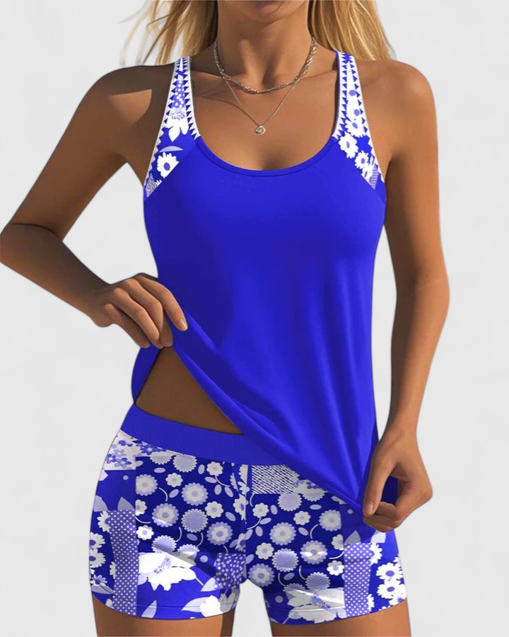 Women's Chic Comfortable Tankini Set – Elegant Beach Design in Purple