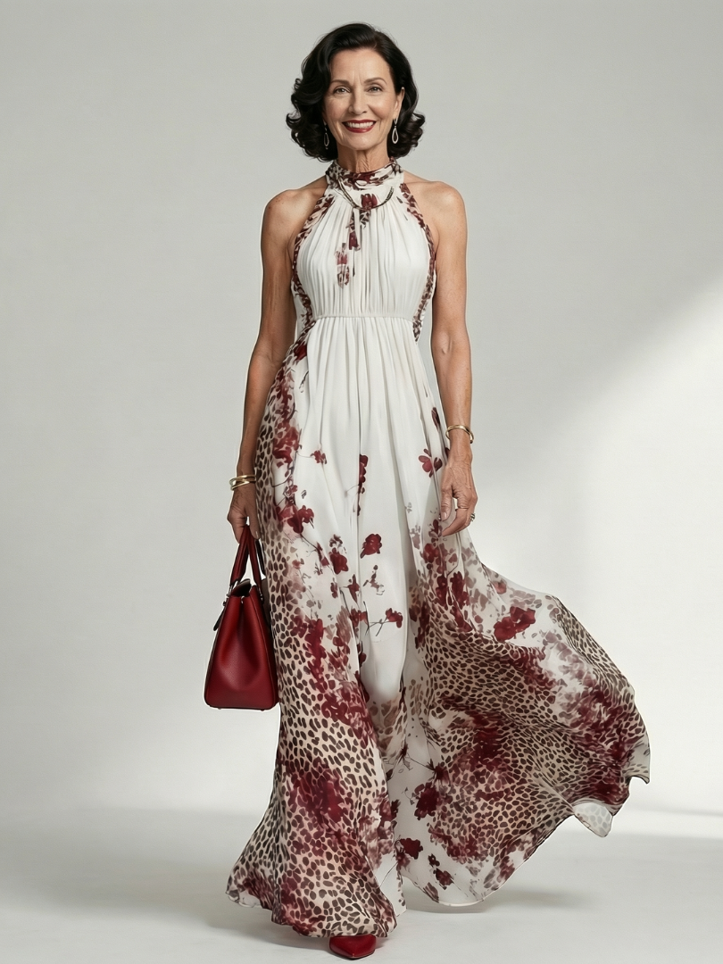 Women's Pleated Elegant Maxi Dress – Lightweight Style