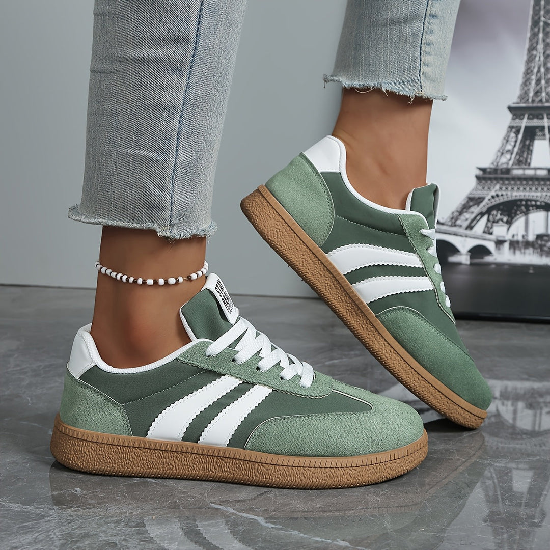Women's Summer Striped Trainers – Denim Linen Finish
