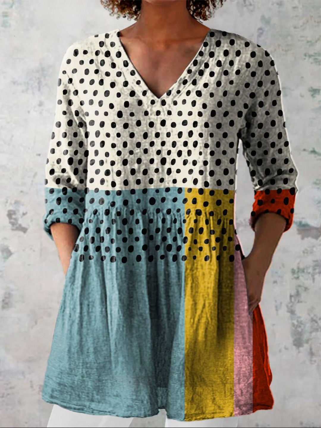 Women's Flowing Printed Blouse – Elegant Refined Design in Multicolour