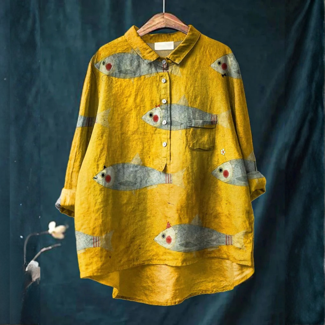 Women's Elegant Flowing Shirt – Print 63