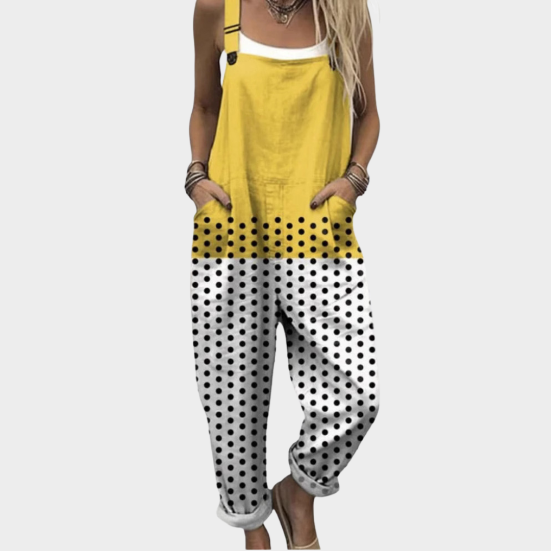 Women's Printed Comfortable Dungarees – Everyday Essential in Yellow
