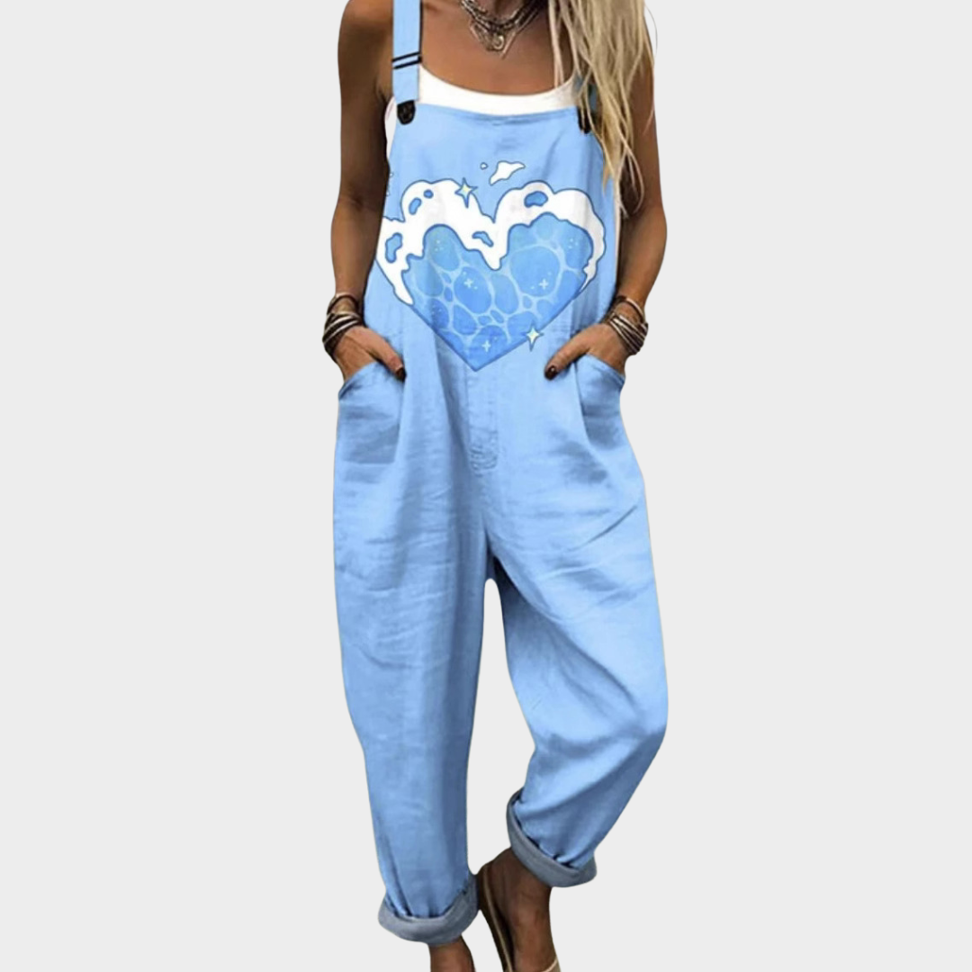Women's Printed Comfortable Dungarees – Casual Detail