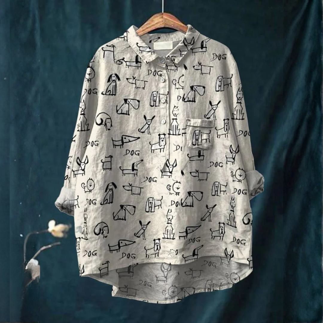 Women's Elegant Flowing Shirt – Print 59