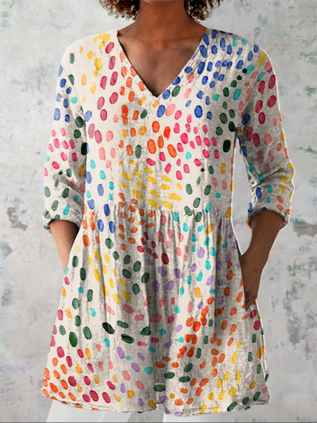 Women's Elegant Flowing Blouse – Printed Design