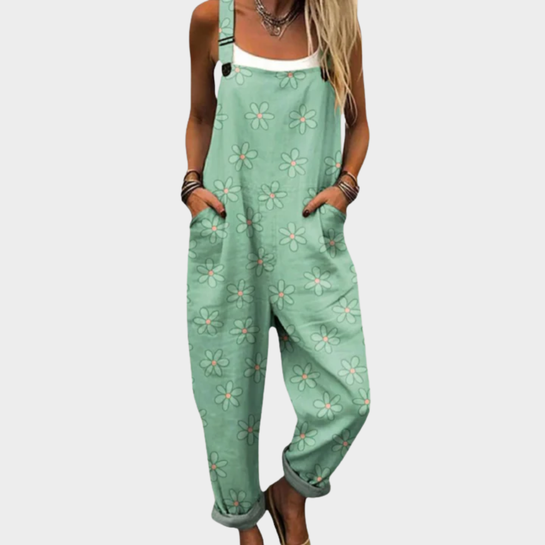Women's Printed Comfortable Dungarees – Relaxed Casual Design