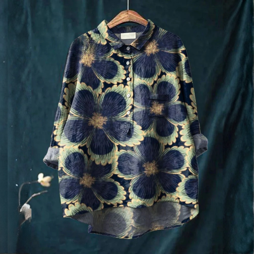 Women's Elegant Flowing Shirt – Print 58