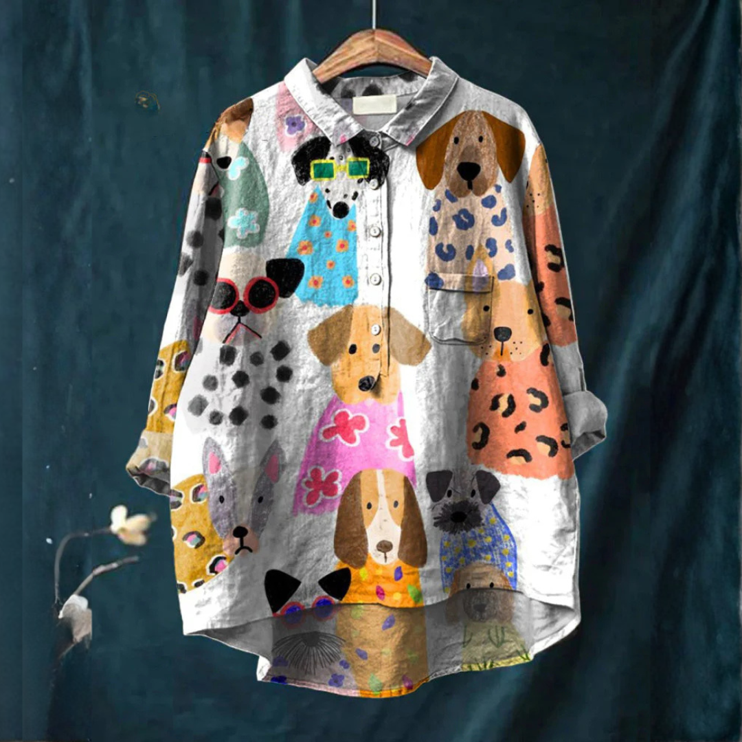 Women's Elegant Flowing Shirt – Considered Detail in Multicolour