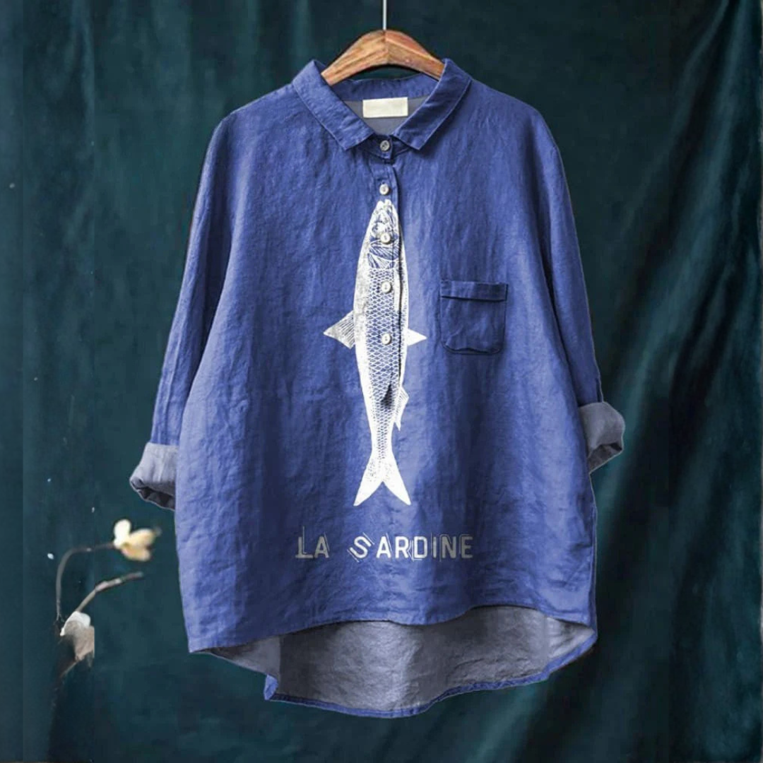Women's Elegant Flowing Shirt – Comfortable Lightweight Design in Blue