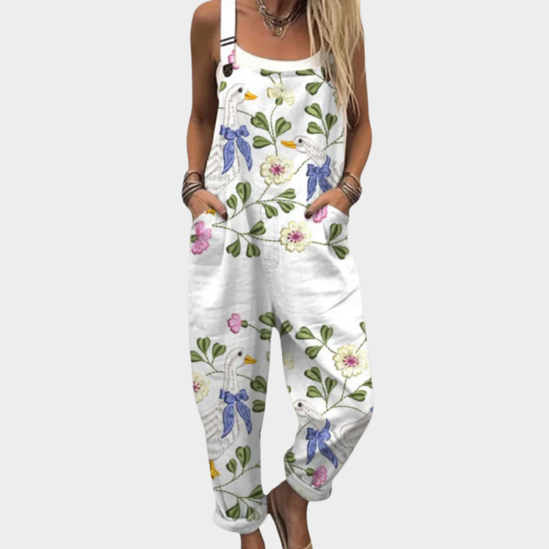 Women's Printed Comfortable Dungarees – Understated Design