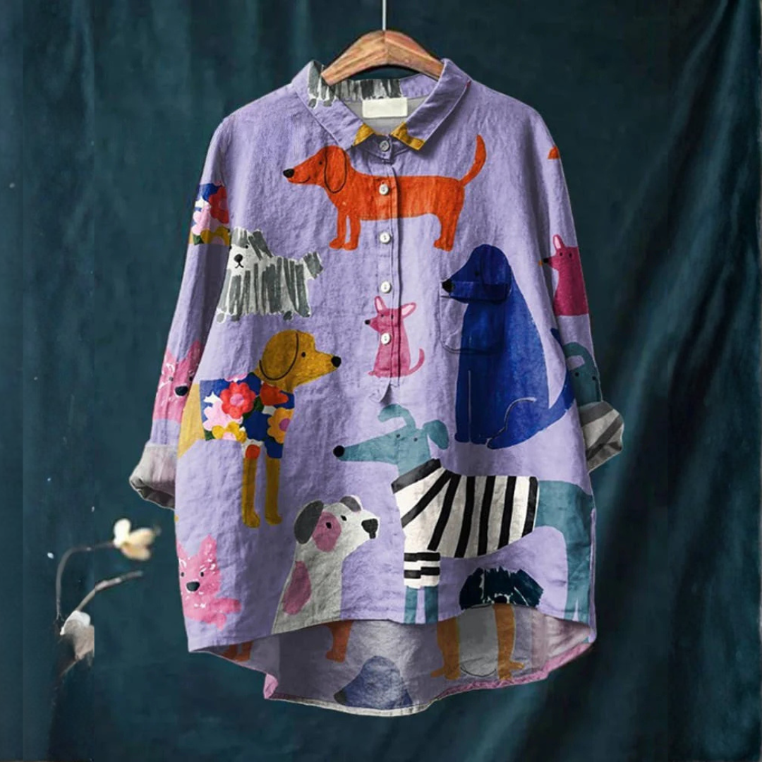 Women's Elegant Flowing Shirt – Print 39