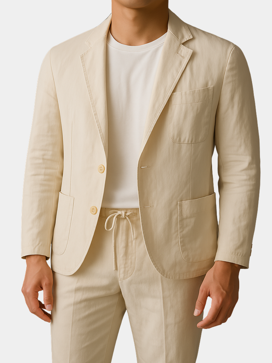 Men's Summer Linen Two-Piece Set – Lightweight Relaxed Design