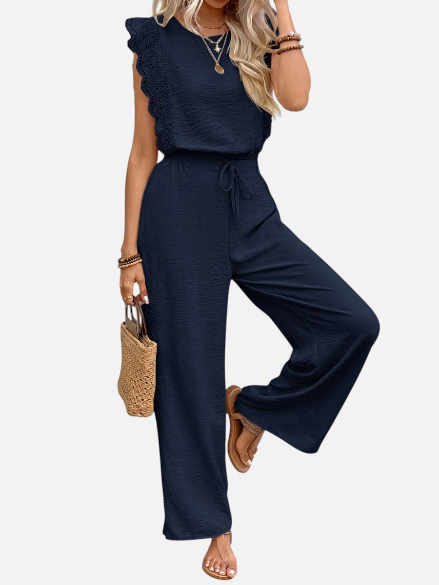 Women’s Two Piece Outfit Set – Relaxed Top & Wide Leg Trousers