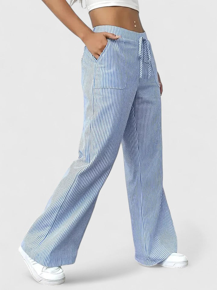 Women's Elegant Comfortable Trousers – Belted Breathable Design