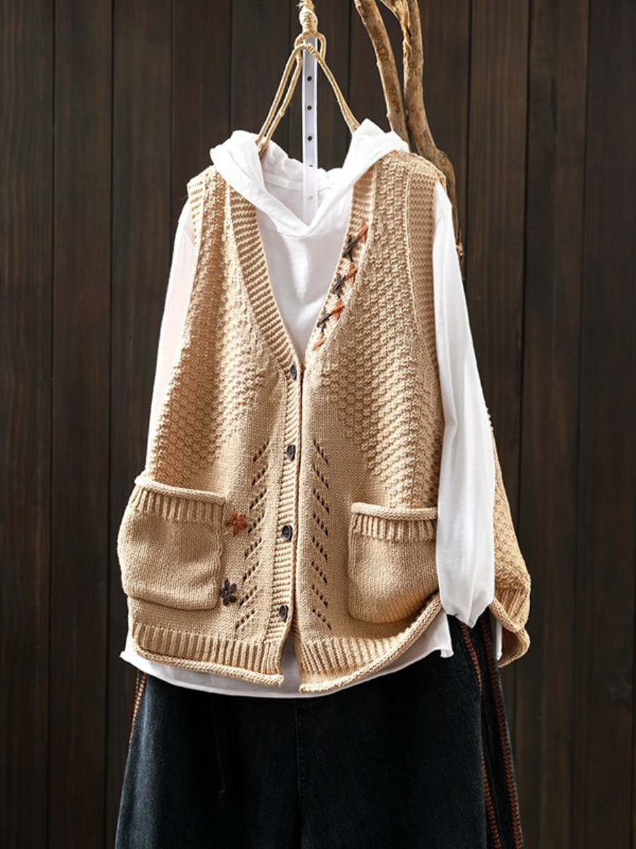 Women's Knitted Warm Waistcoat – Roll Neck Midi Design
