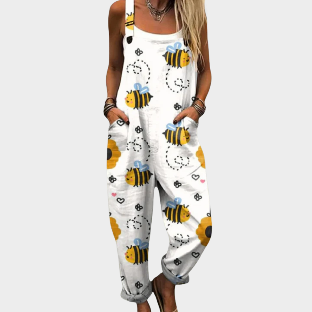 Women's Printed Comfortable Dungarees – With Pockets Detail