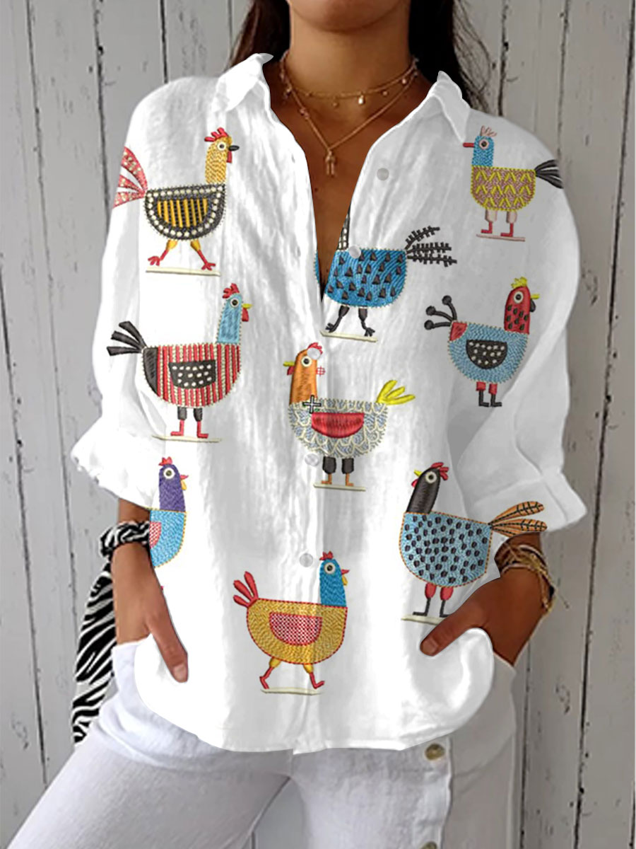 Women's Elegant Spring Blouse – Comfortable Denim Design