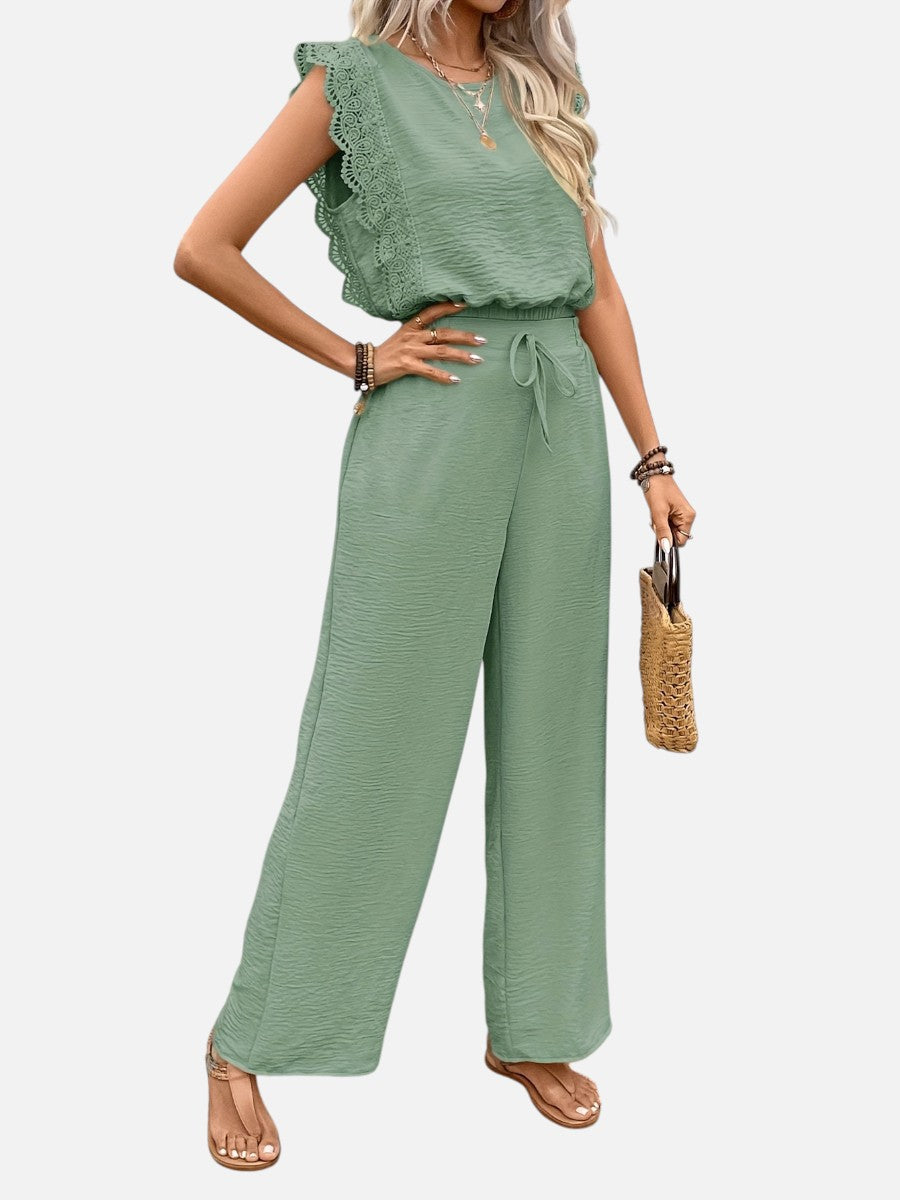 Women’s Two Piece Outfit Set – Relaxed Top & Wide Leg Trousers