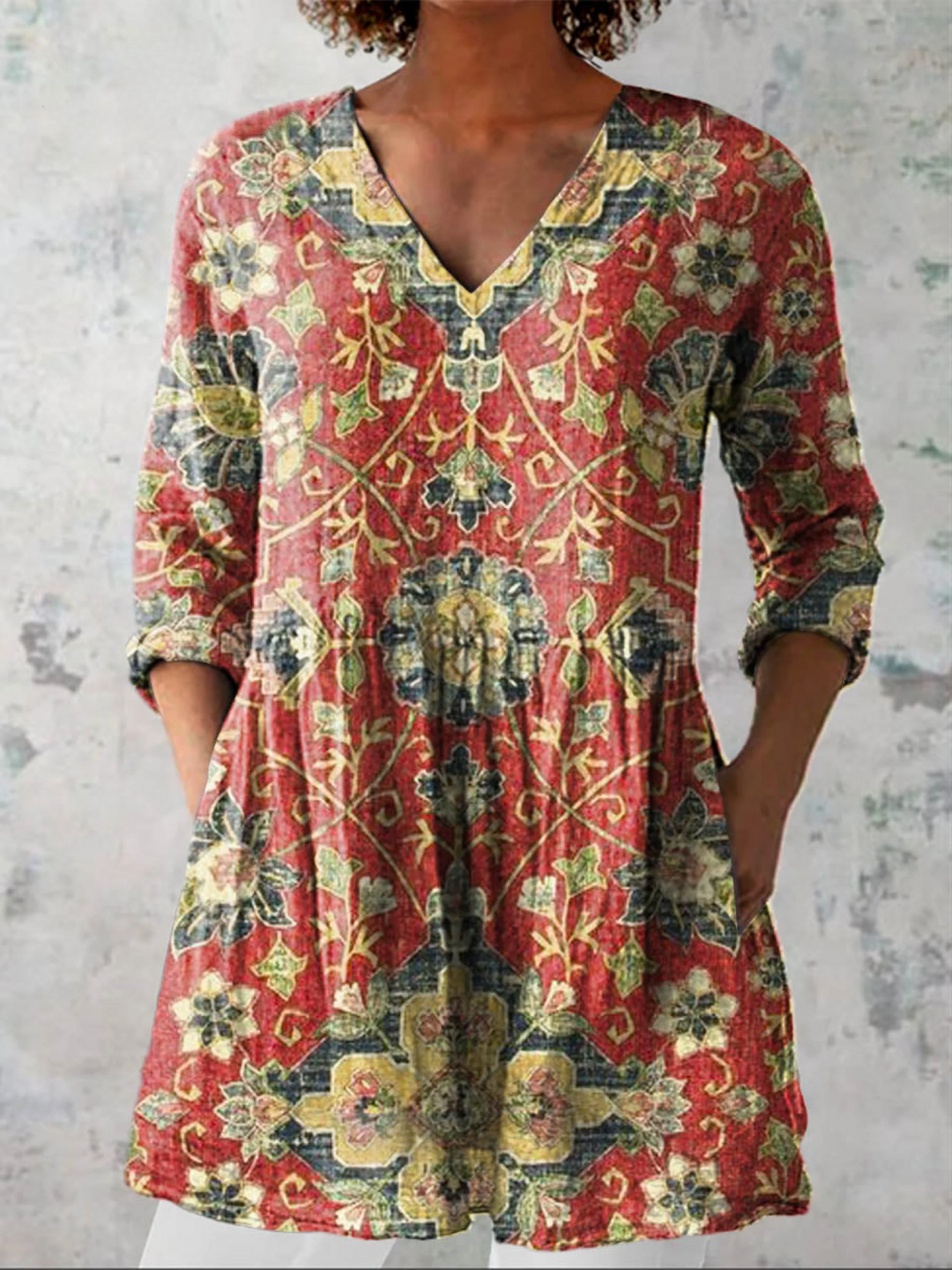 Women's Flowing Elegant Blouse – Printed Refined Design