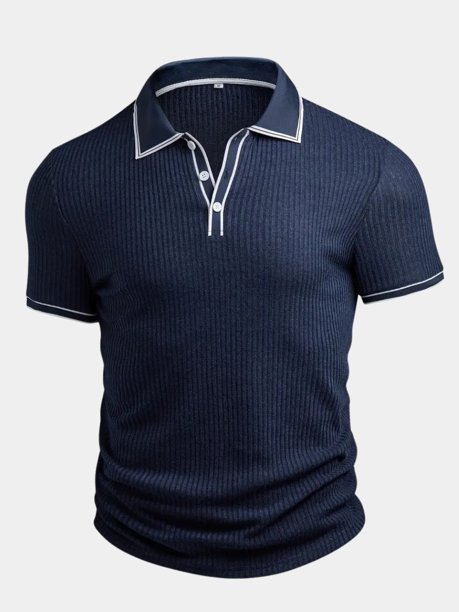 Men's Elegant Refined Polo Shirt – Ribbed Comfortable Design